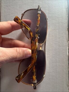 Dior Tortoiseshell Arms Sunglasses with Gold Accents - Brown Lenses